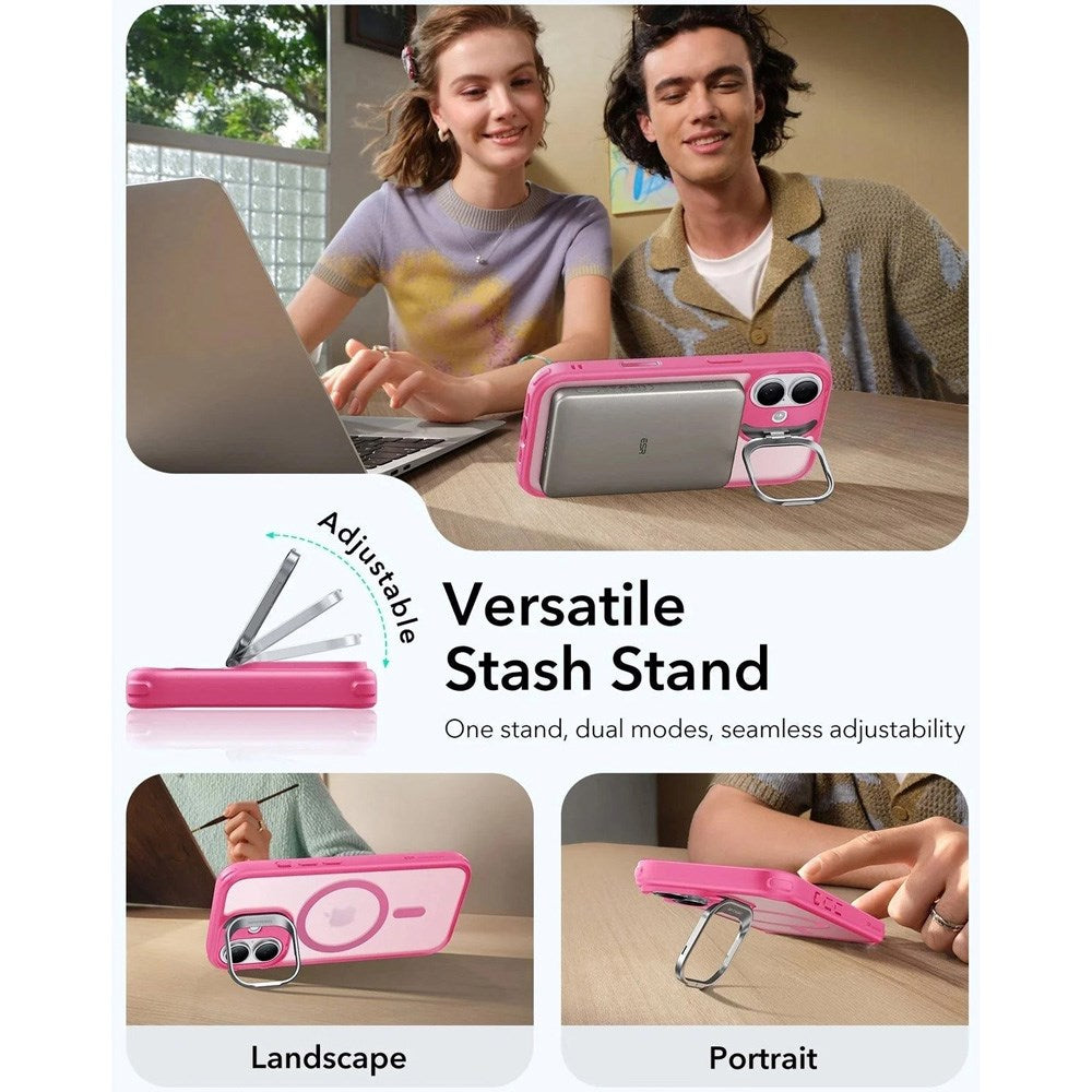 ESR iPhone 17 Classic Hybrid Stash Case med Kickstand – MagSafe Kompatibel – Matt Rosa