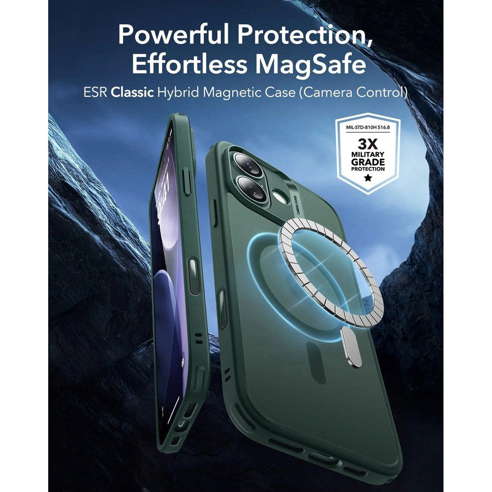 ESR iPhone 17 Classic Hybrid Deksel med Kamerakontrollknapp – MagSafe Kompatibel – Matt Grønn