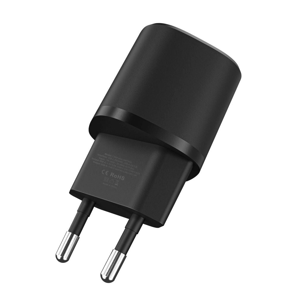 Tech-Protect 20W Vegglader med 1 x USB-A QC og 1 x USB-C PD - Svart