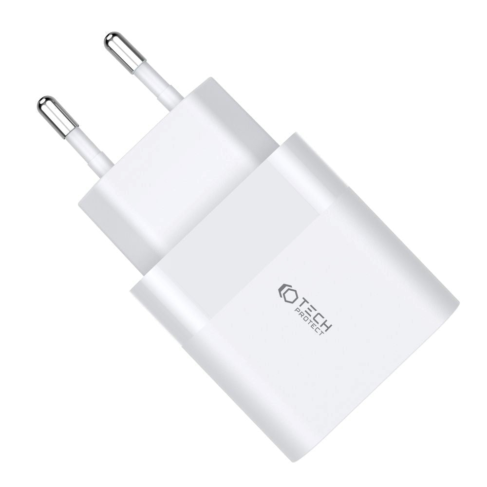 Tech-Protect 30W Veggladere m. 1 x USB-C & 1 x USB-A - Hvit