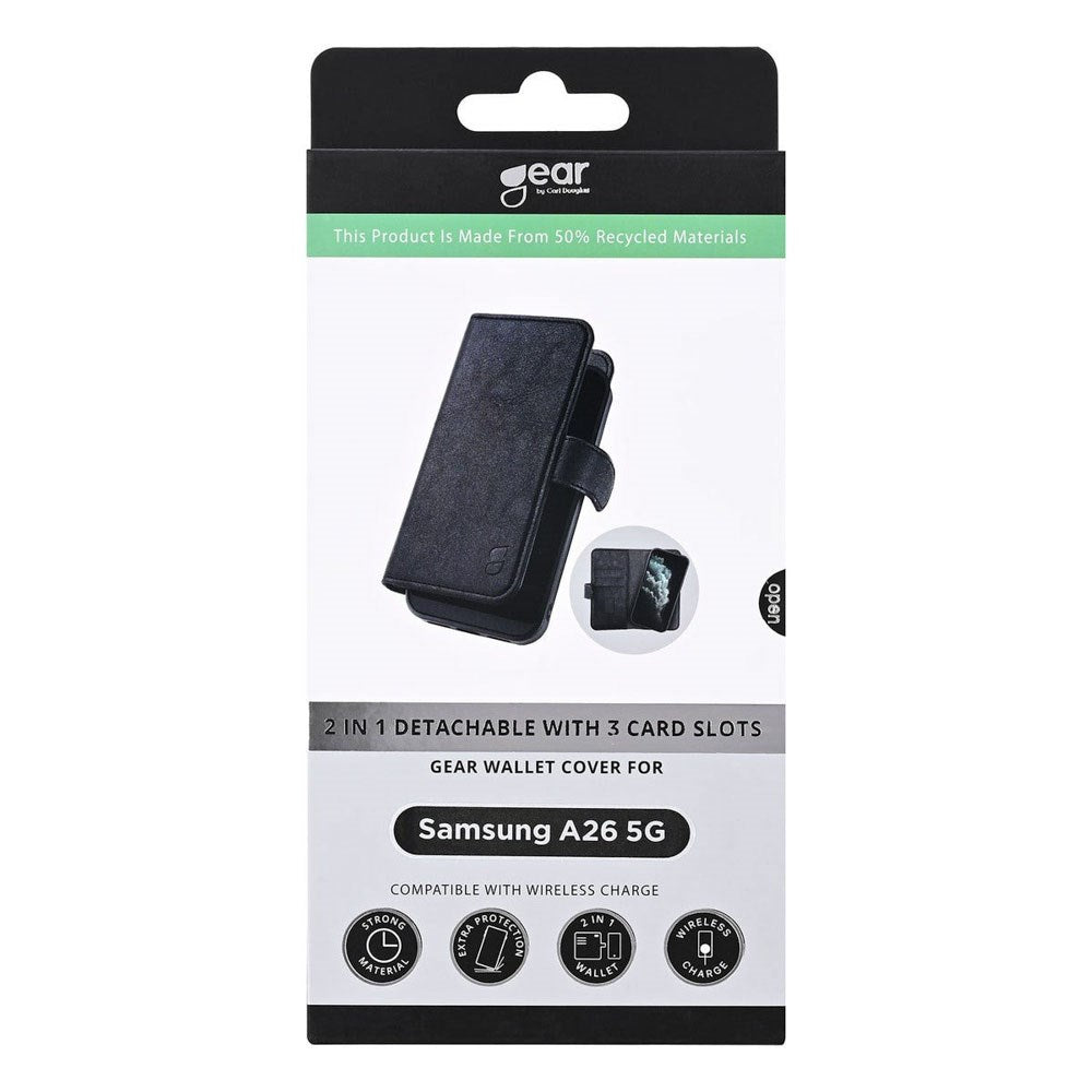 Samsung Galaxy A26 (5G) GEAR 2-i-1 Flip-Deksel i Resirkulert Kunstskinn med Lommebok - Svart