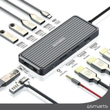 4smarts SmartDock 11-i-1 USB-C Docking Station - 100W - Svart
