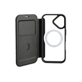 iPhone 17 4smarts Urban Pro Flip Deksel - MagSafe Kompatibel - Gjennomsiktig / Svart