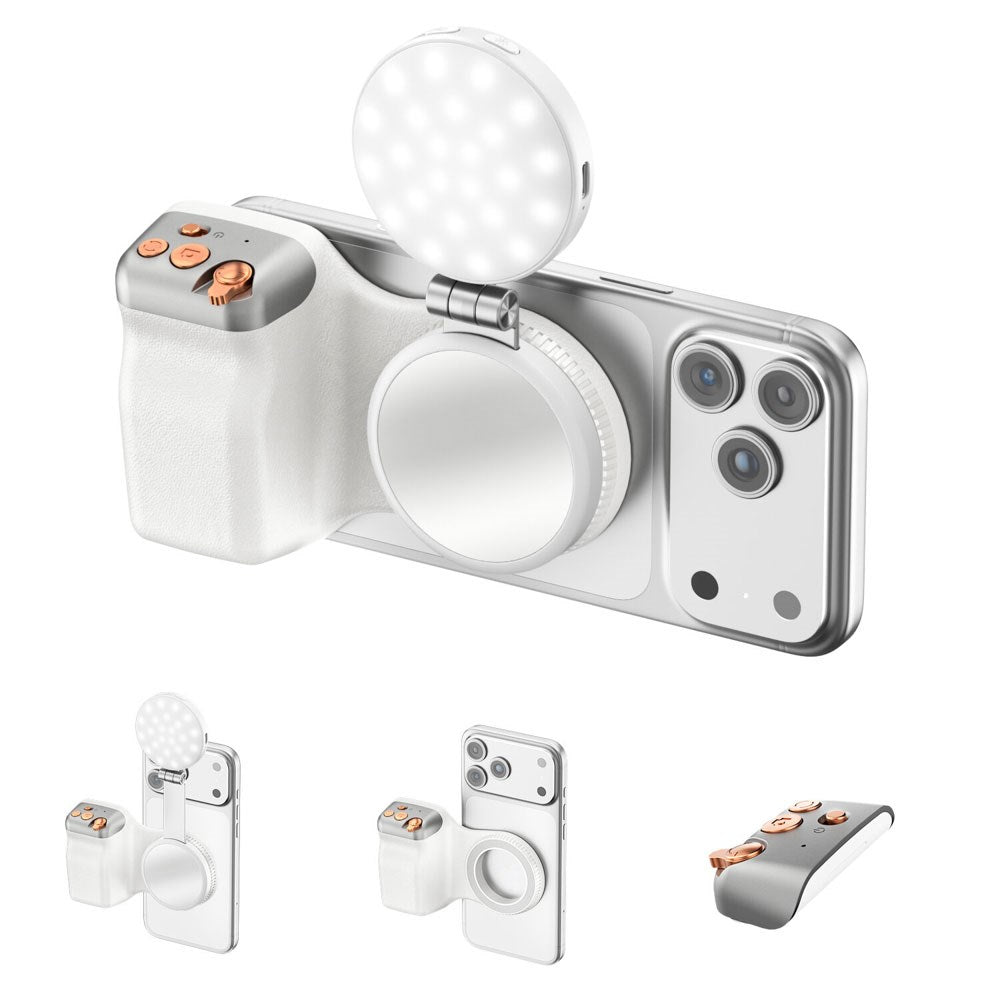 4smarts Kameragrep for Smarttelefon med LED-lys & Fjernkontroll - Hvit