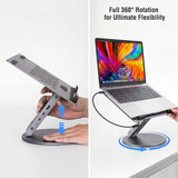 4smarts ErgoPro 360 graders laptop-/nettbrettstativ med 6-i-1 USB-C-dokkingstasjon - grå