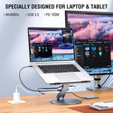 4smarts ErgoPro 360 graders laptop-/nettbrettstativ med 6-i-1 USB-C-dokkingstasjon - grå