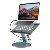 4smarts ErgoPro 360 graders laptop-/nettbrettstativ med 6-i-1 USB-C-dokkingstasjon - grå