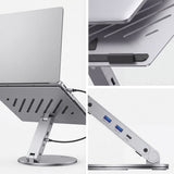 4smarts ErgoPro 360 graders laptop-/nettbrettstativ med 6-i-1 USB-C-dokkingstasjon - grå