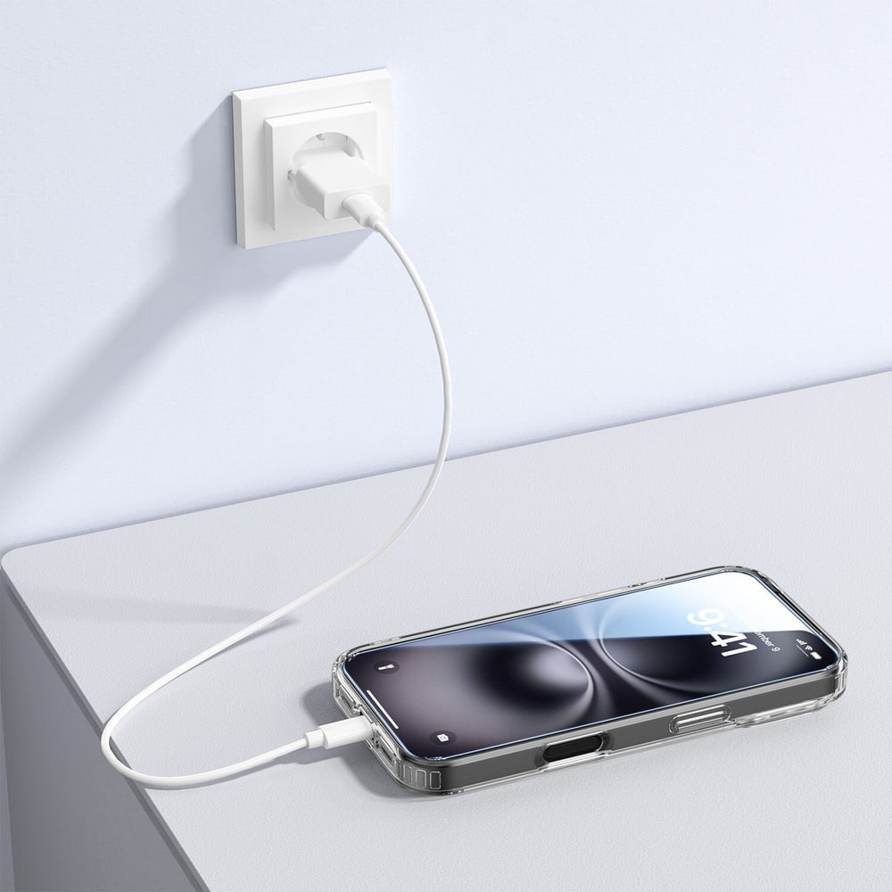 iPhone 18 Pro / 17 Pro 4Smarts 3-i-1 Premium Starter Set - MagSafe Deksel, Skjermbeskyttelse & 20W Vegglader - Gjennomsiktig / Hvit