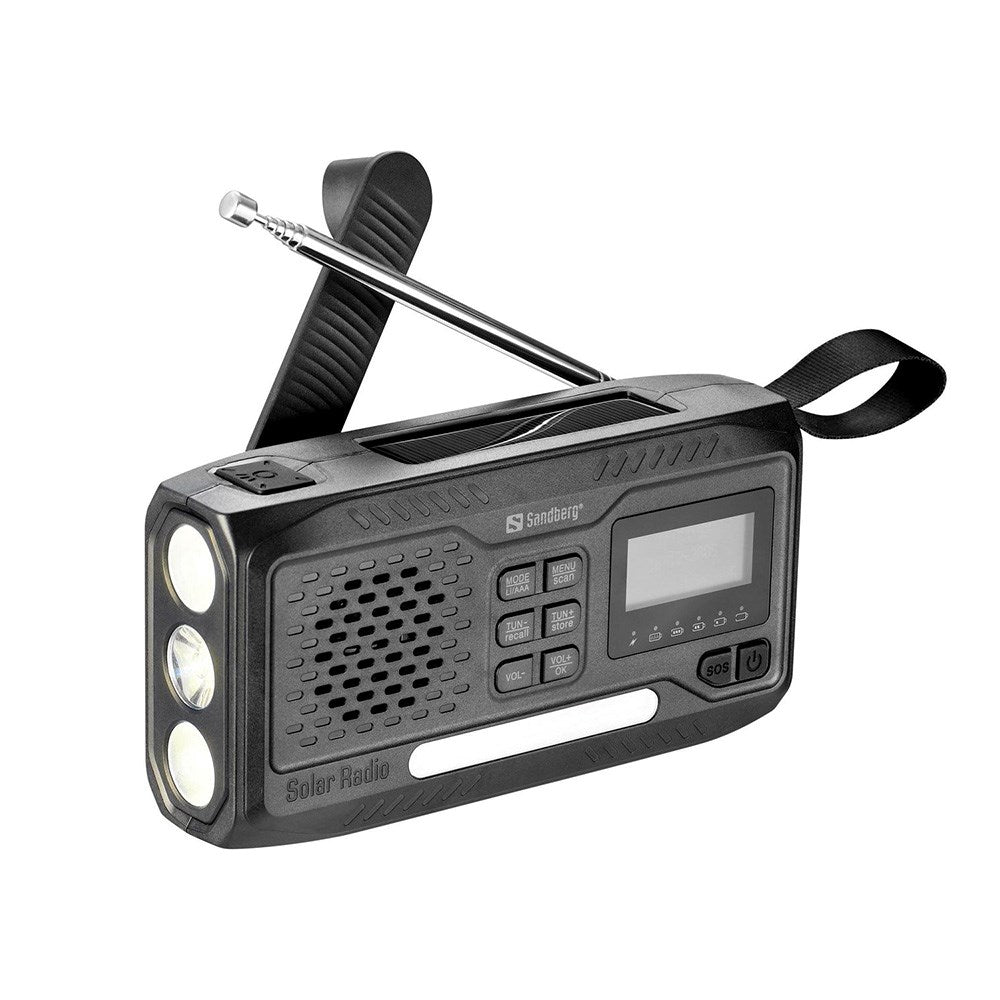 Sandberg Active Survivor Nødradio med 4500mAh Solcellelader & DAB / FM-Radio - Svart
