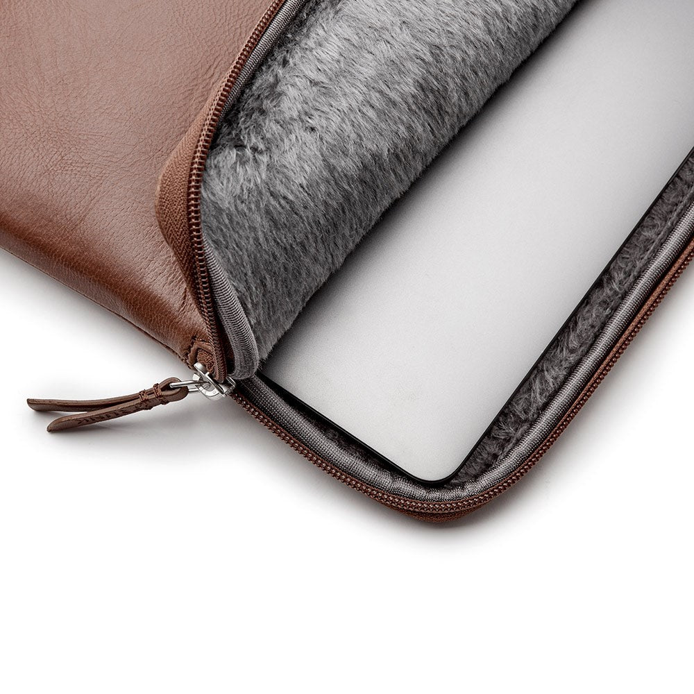 Trunk Ekte Skinn Sleeve til Macbook 13" (32 x 23 x 2 cm) - Brown