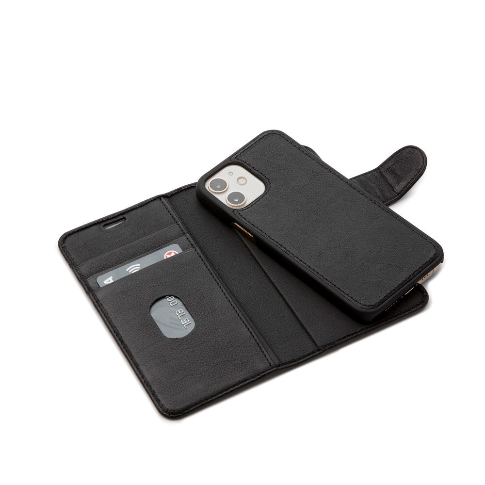 Trunk iPhone 11 Pro / XS / X Ekte Skinn Deksel med Avtakbart Deksel - Svart