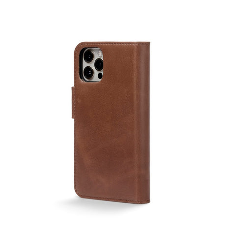 Trunk iPhone 12 Mini Ekte Skinn Deksel med Avtakbart Deksel - Brun
