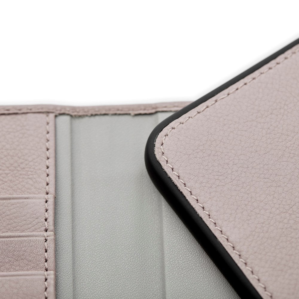 Trunk iPhone 12 Mini Ekte Skinn Deksel med Avtakbart Deksel - Rosa