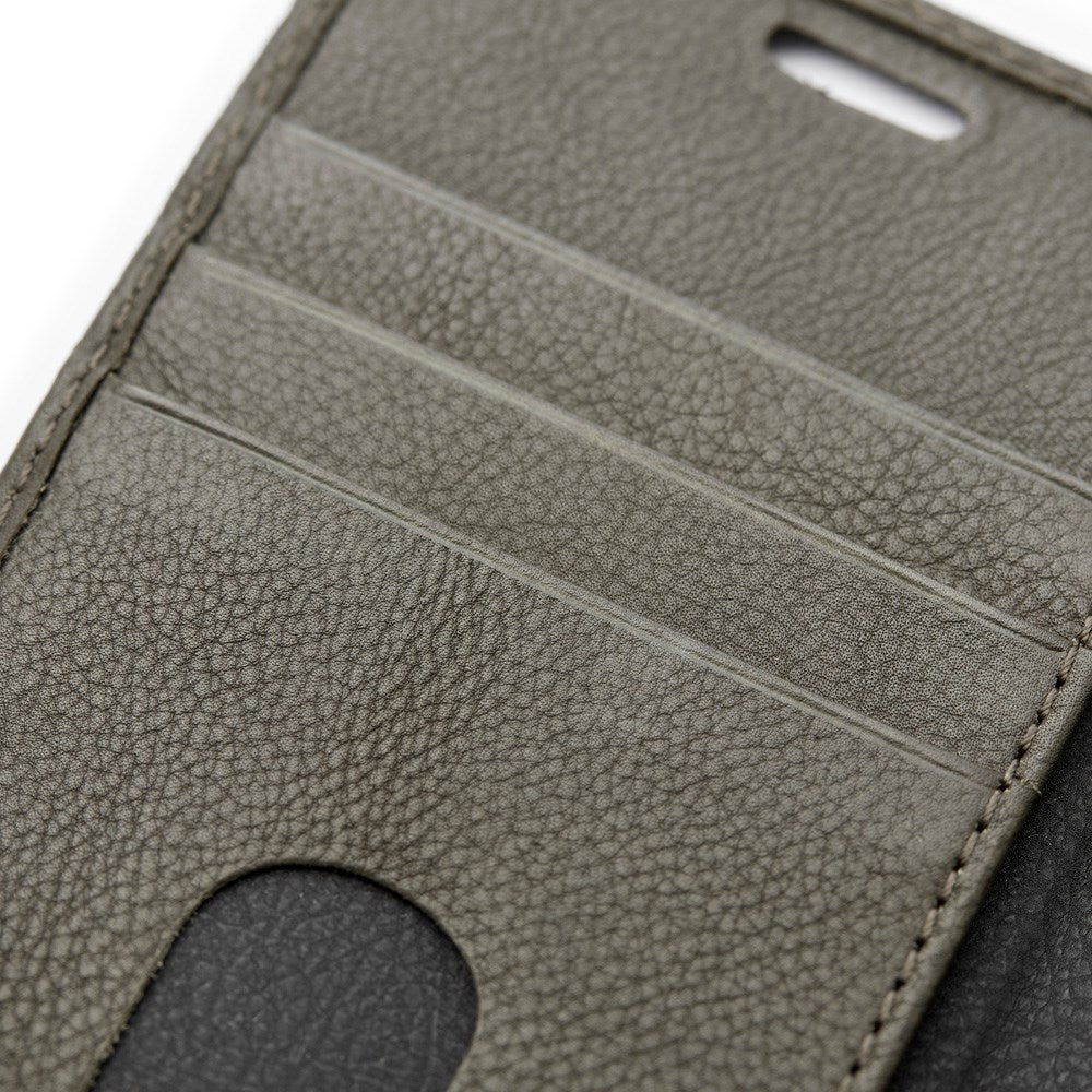 Trunk iPhone 12 Mini Ekte Skinn Deksel med Avtakbart Deksel - Grønn