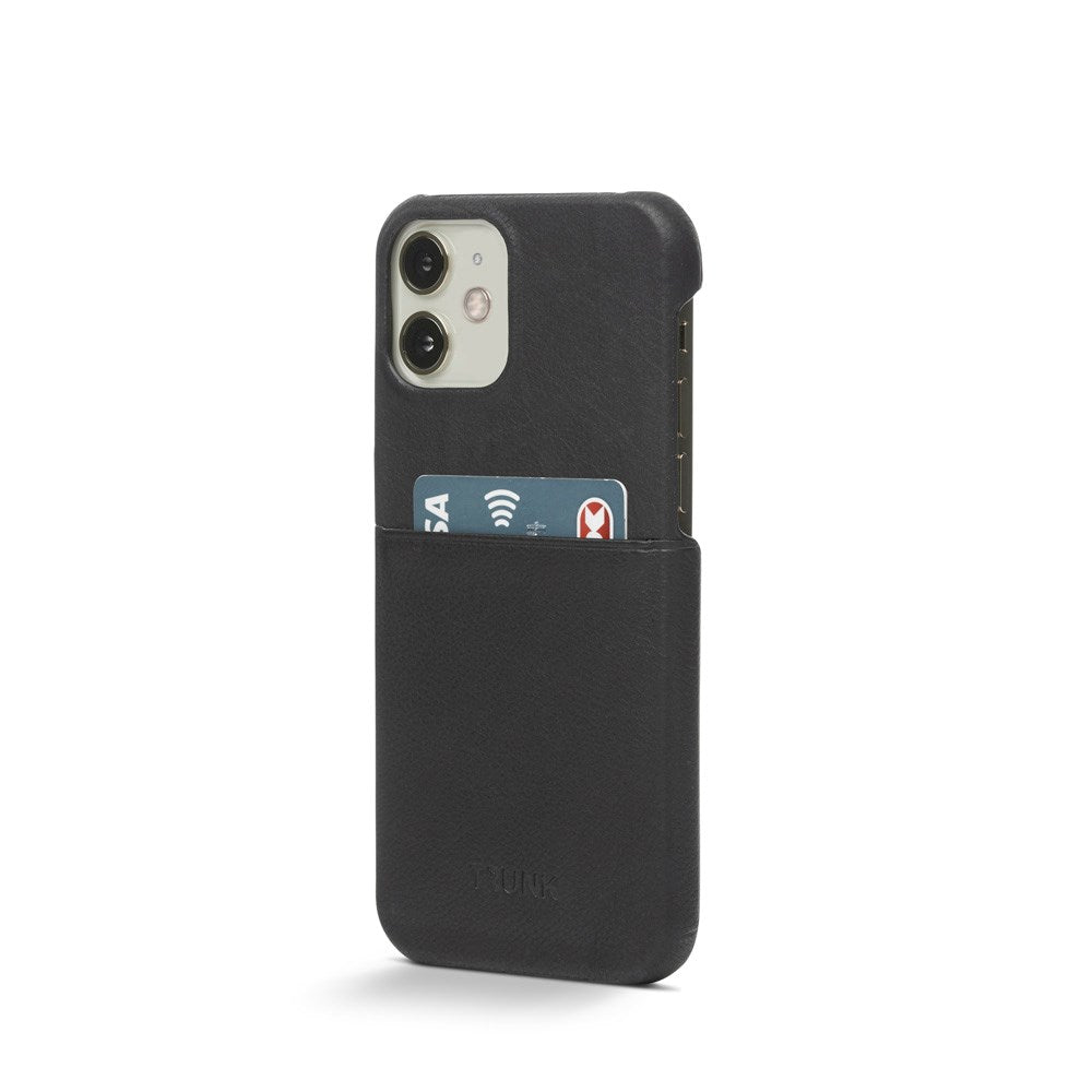 Trunk iPhone 11 Pro / XS / X Ekte Skinn Deksel med Kortlomme - Svart