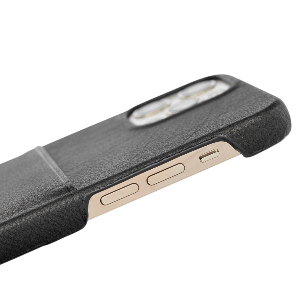 Trunk iPhone 11 Pro / XS / X Ekte Skinn Deksel med Kortlomme - Svart