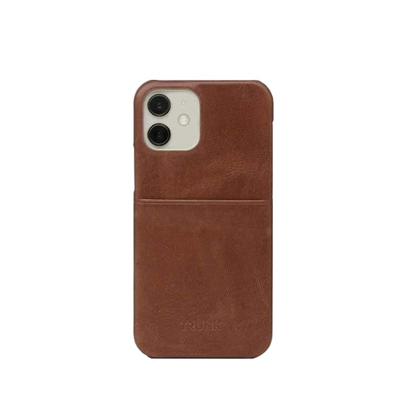 Trunk iPhone 11 Pro / XS / X Ekte Skinn Deksel med Kortlomme - Brun