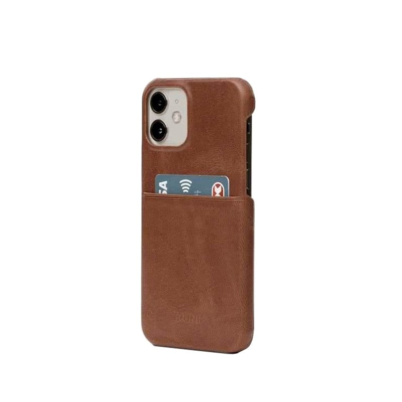 Trunk iPhone 11 Pro / XS / X Ekte Skinn Deksel med Kortlomme - Brun