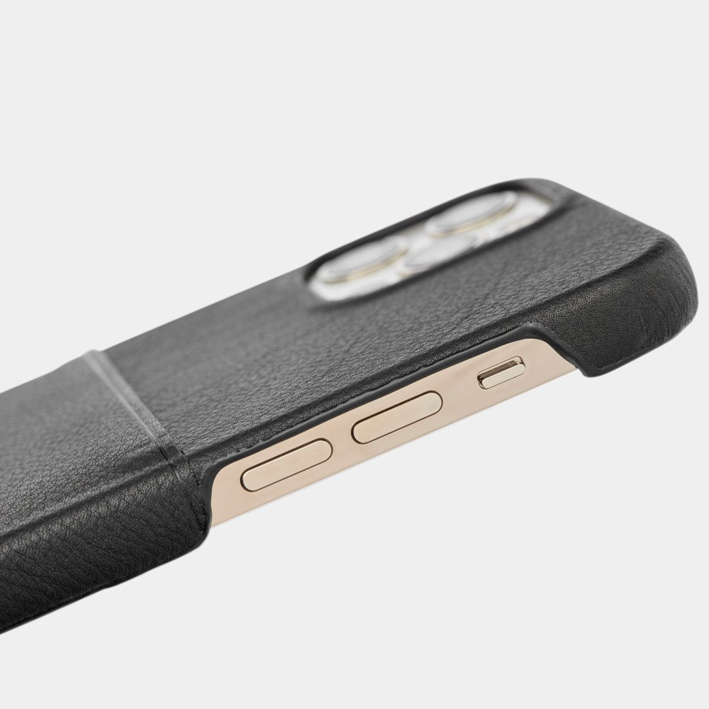 Trunk iPhone 13 Mini Ekte Skinn Deksel med Kortlomme - Svart