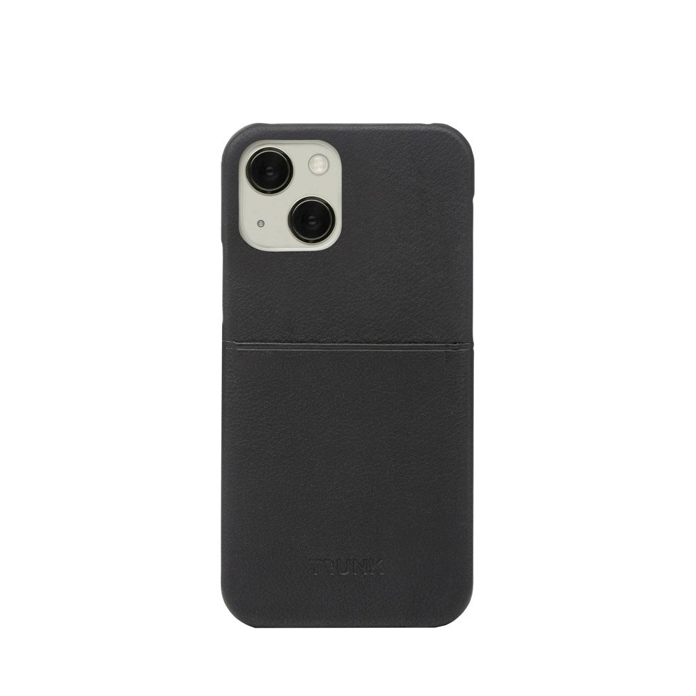 Trunk iPhone 13 Mini Ekte Skinn Deksel med Kortlomme - Svart