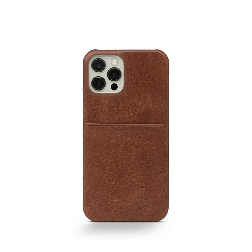 Trunk iPhone 13 Mini Ekte Skinn Deksel med Kortlomme - Brun