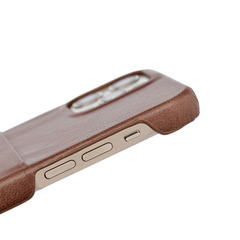 Trunk iPhone 13 Mini Ekte Skinn Deksel med Kortlomme - Brun