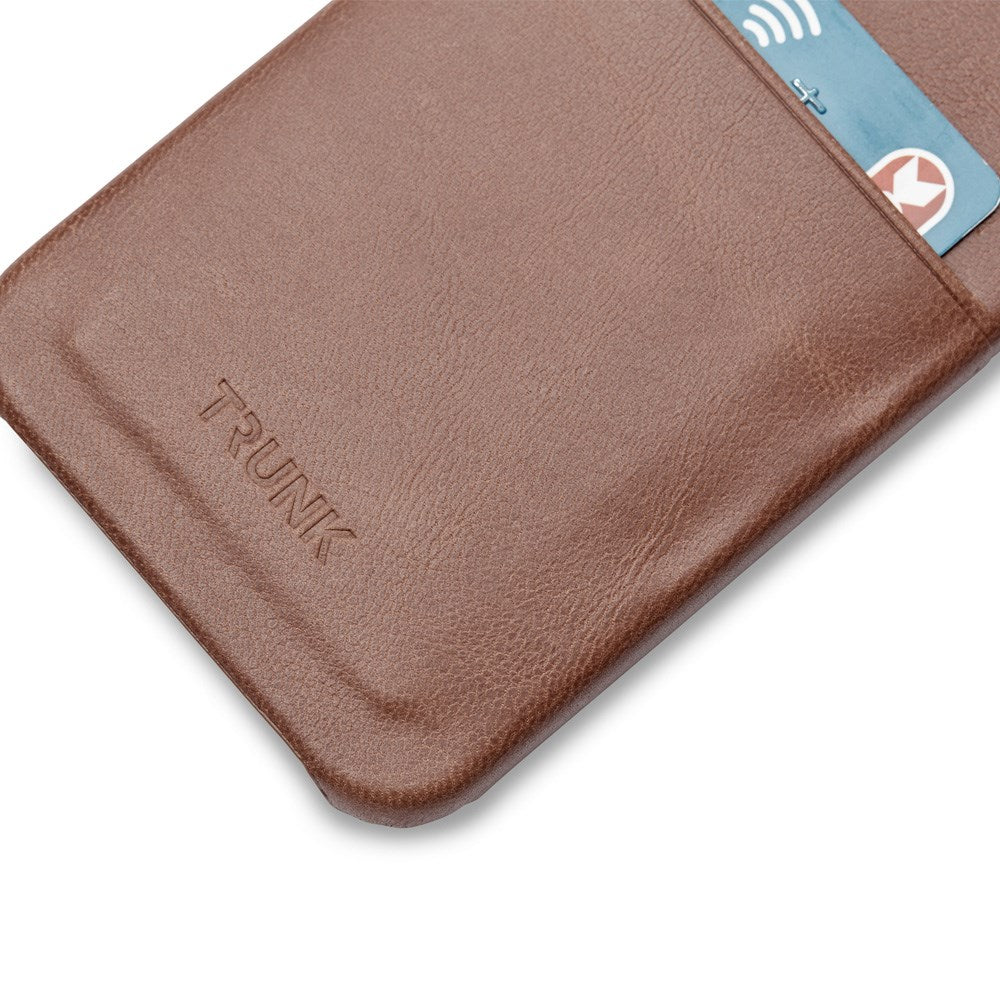 Trunk iPhone 13 Mini Ekte Skinn Deksel med Kortlomme - Brun