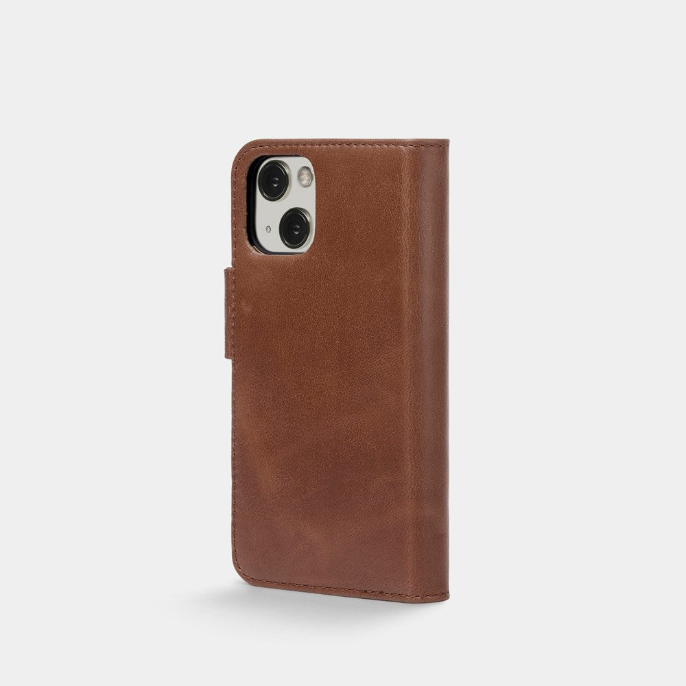 Trunk iPhone 13 Mini Ekte Skinn Deksel med Avtakbart Deksel - Brun