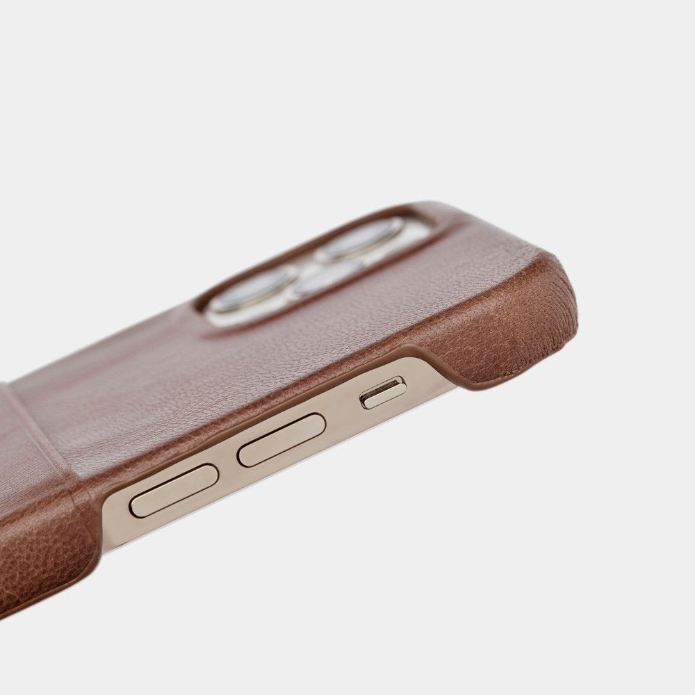 Trunk iPhone 13 Pro Ekte Skinn Deksel med Kortlomme - Brun