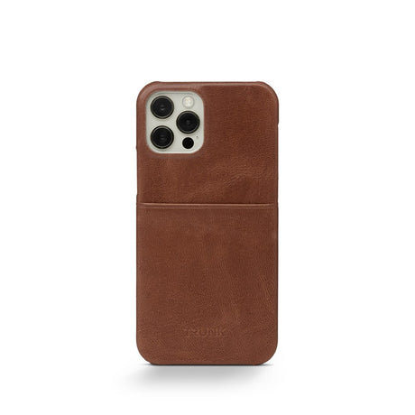 Trunk iPhone 13 Ekte Skinn Deksel med Kortlomme - Brun