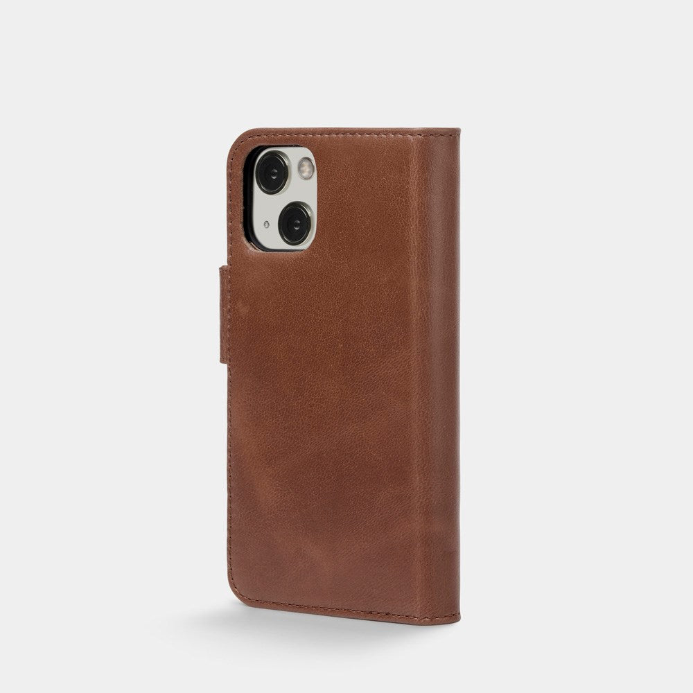 Trunk iPhone 13 Ekte Skinn Deksel med Avtakbart Deksel - Brun