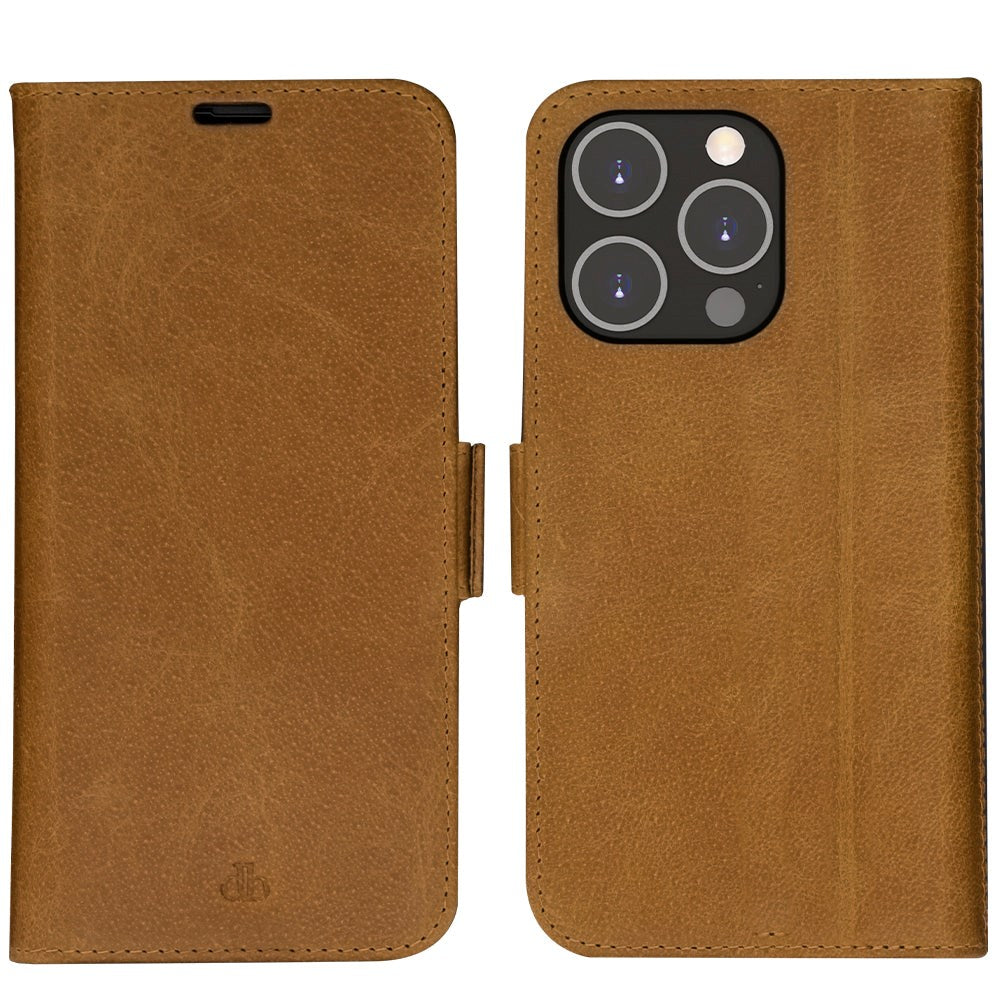 iPhone 14 Pro Max dbramante1928 Copenhagen Skinn Magnet Flip-Deksel - Tan