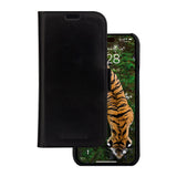 iPhone 15 dbramante1928 Lynge Ekte Skinn Magnet Flip-Deksel - Black