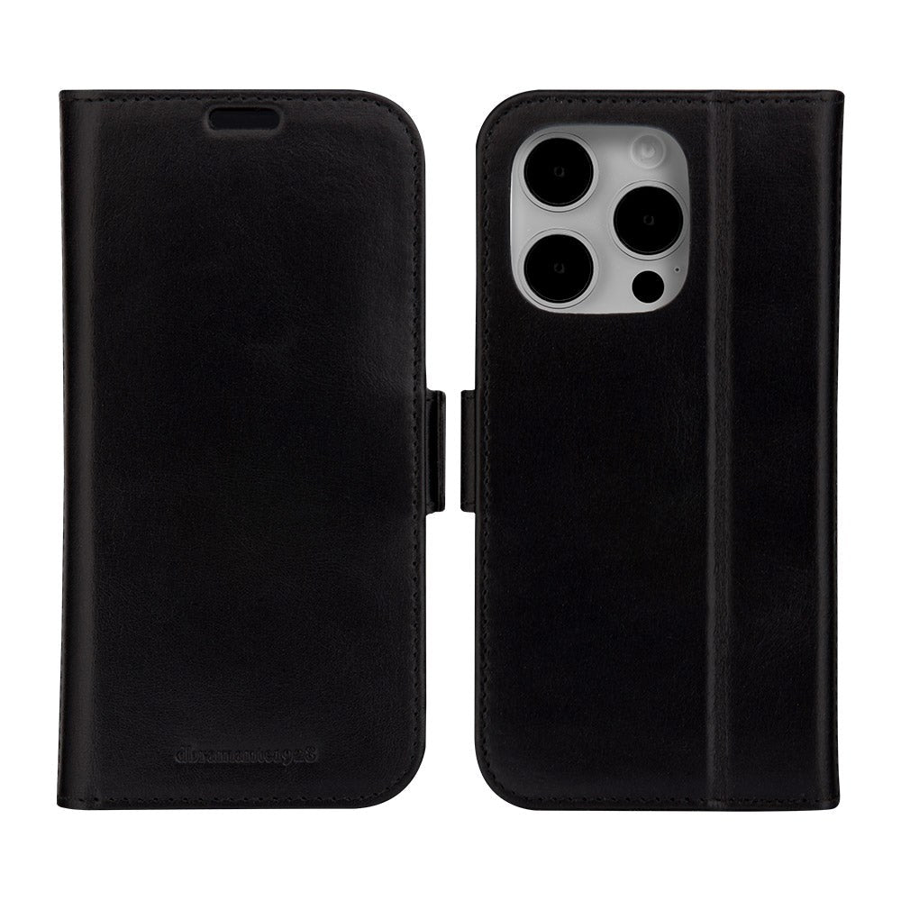 iPhone 15 Pro dbramante1928 Copenhagen Ekte Skinn Deksel m. Lommebok - Black