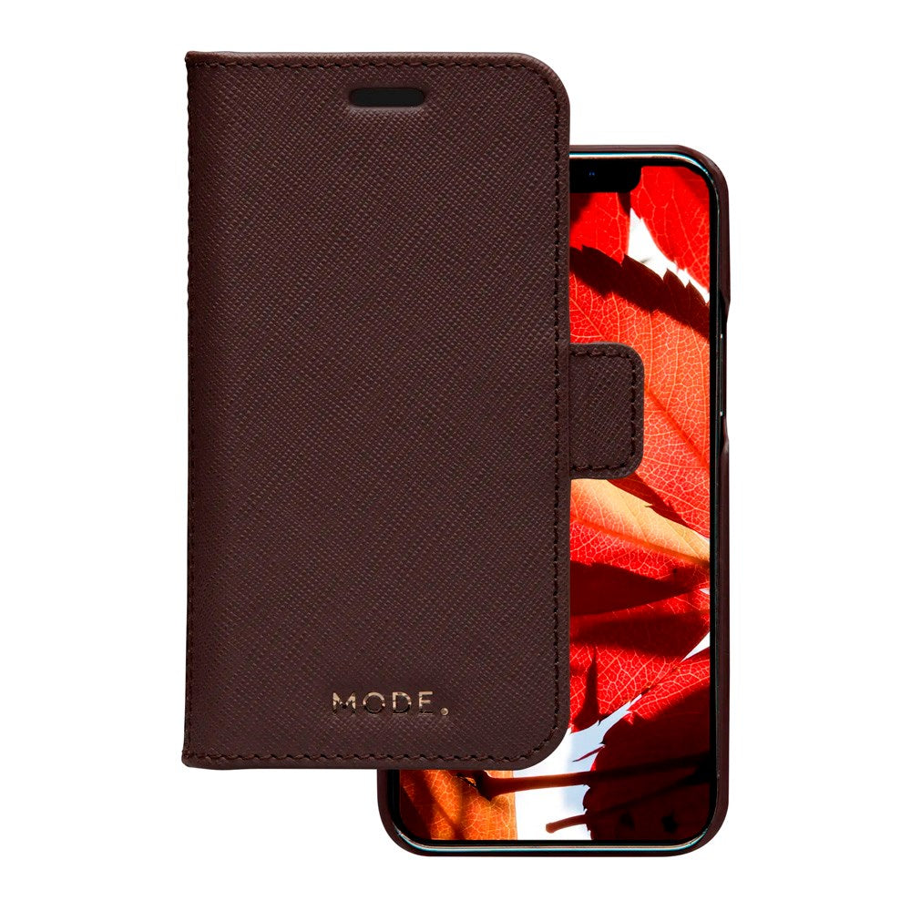 iPhone 12 Mini dbramante1928 New York 2-i-1 Ekte Skinn Flip Deksel - Dark Chocolate