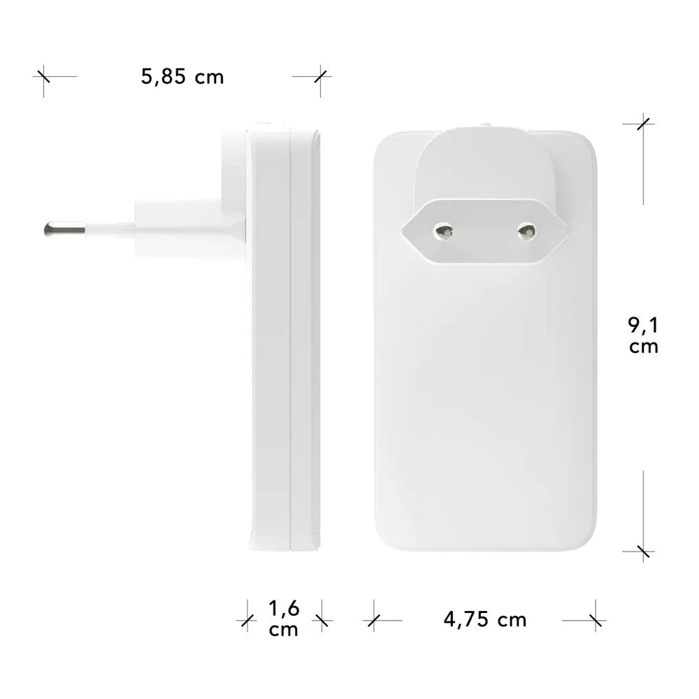 dbramante1928 Slim Vegglader m. 1x USB-C 65W & 1x USB-A 30W - Hvit