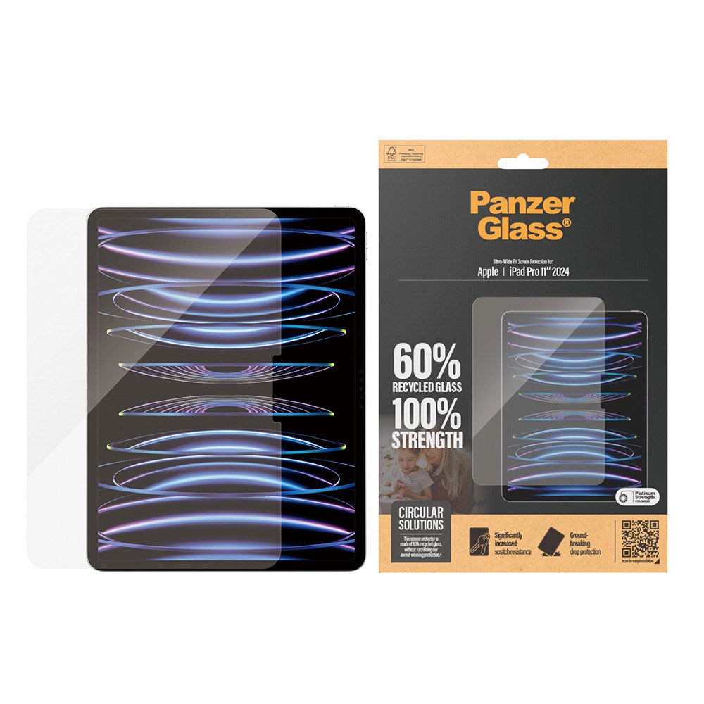 iPad Pro 11" (2025 / 2024) PanzerGlass Ultra-Wide Fit Skjermbeskyttelse - Platinum Strength - Gjennomsiktig