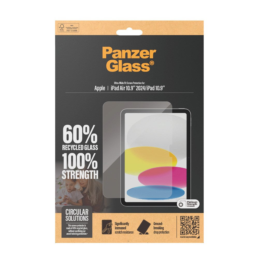 iPad 11" (2025) / iPad 10.9" (2024-2022) / iPad Air 11" (2026-2024) PanzerGlass Ultra-Wide Fit Skjermbeskyttelse - Platinum Strength - Gjennomsiktig