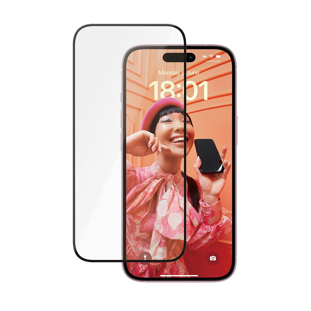 iPhone 15 / 16 PanzerGlass Ultra Wide Fit Ceramic Skjermbeskyttelse m. EasyAligner - Svart Kant