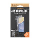 Samsung Galaxy A15 / A15 (5G) PanzerGlass 3-i-1-Bundle m. EasyAligner - Skjermbeskyttelse (UWF) / D3O Bio Hardcase-deksel / Hoops Kamerabeskyttelse - Gjennomsiktig / Svart
