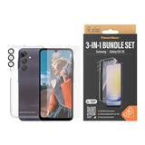 Samsung Galaxy A25 (5G) PanzerGlass 3-i-1-Bundle m. EasyAligner - Skjermbeskyttelse (UWF) / D3O Bio Hardcase-deksel / Hoops Kamerabeskyttelse - Gjennomsiktig / Svart