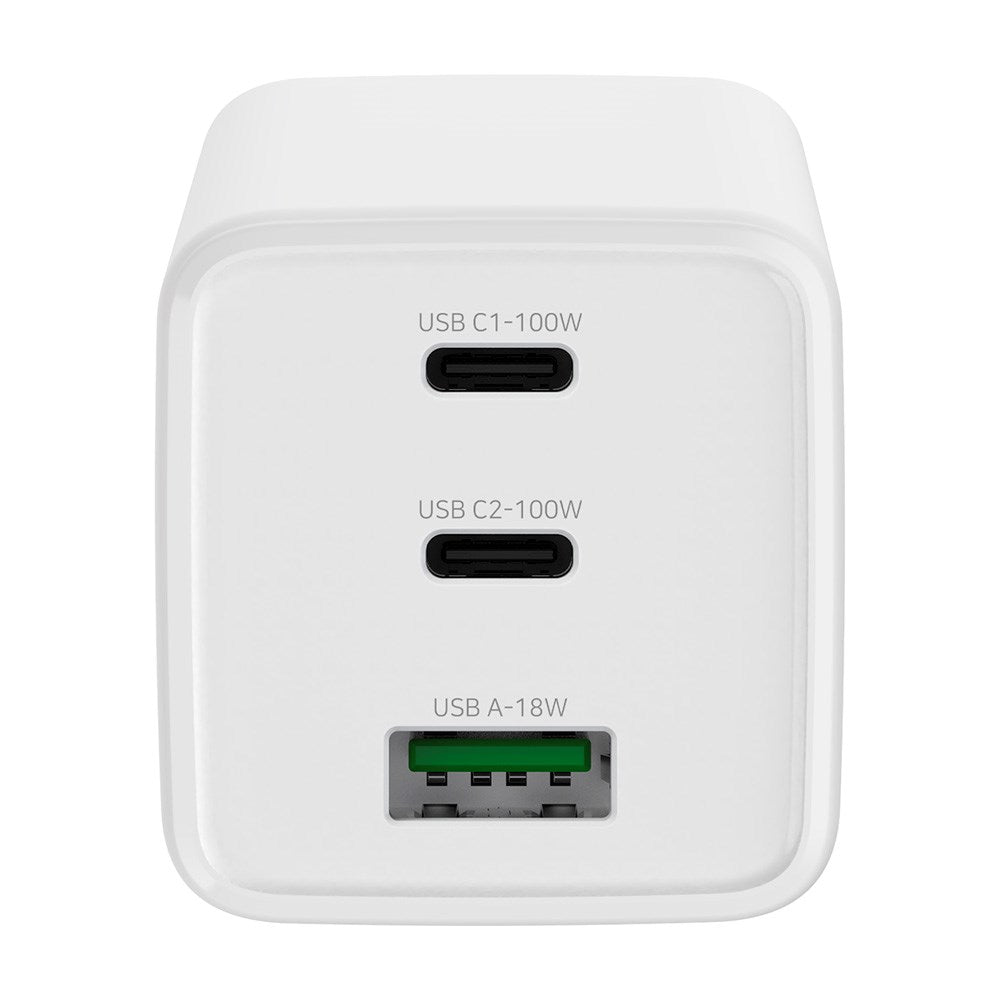 Xceed 100W GaN Vegglader med 2 x USB-C 1 x USB-A - Hvit