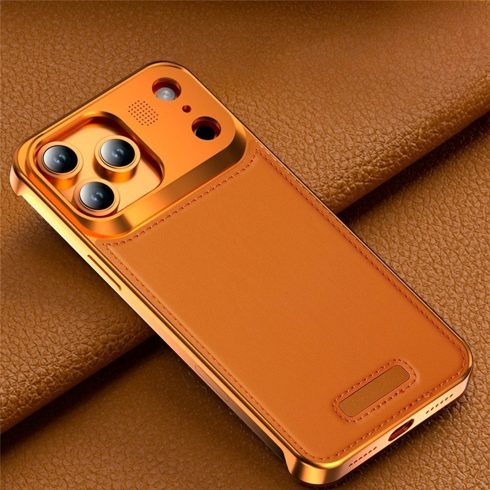 iPhone 17 Pro EIDERWOOD Stilig Metalldeksel med Kunstskinn – Svart