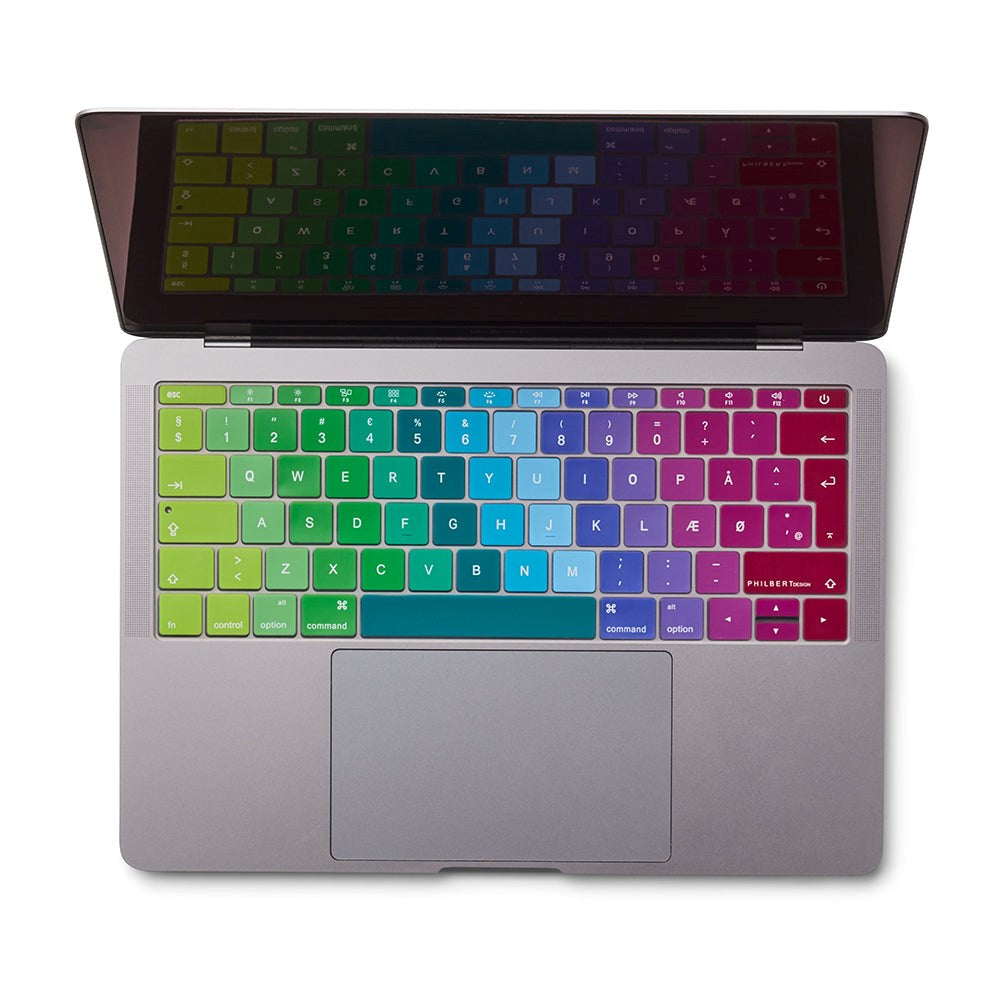 Philbert MacBook Pro 13" (2017) / 12" (2015 - 2019) Keyboard Cover m. Dansk Tastatur - Regnbue