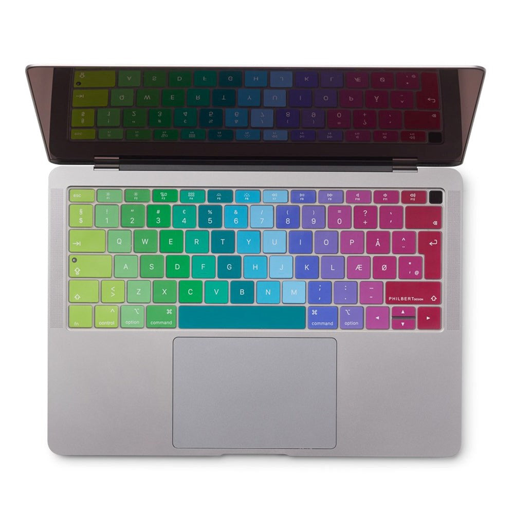 Philbert MacBook Air 13" (2018-2019) Keyboard Deksel m. Dansk Tastatur - Regnbue
