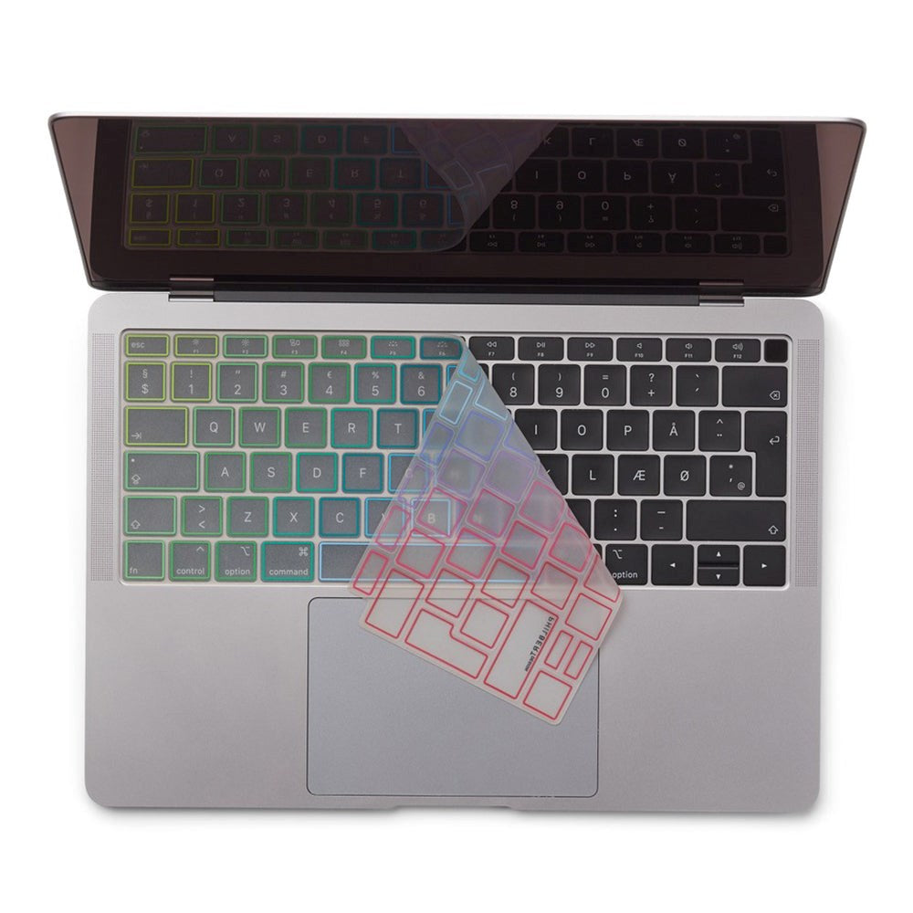 Philbert MacBook Air (A1932) Keyboard Deksel m. Europeisk Tastatur - Gjennomsiktig / Regnbue