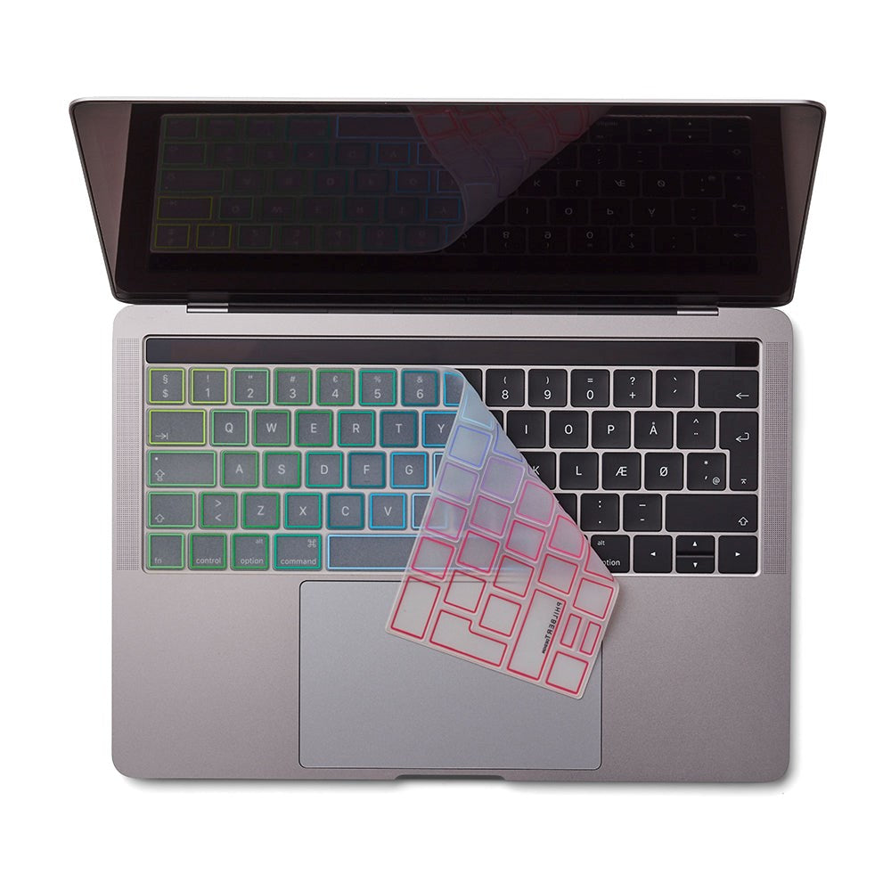 Philbert MacBook Pro 13" TB / 15" TB Tastaturdeksel med Europeisk Layout - Gjennomsiktig / Regnbue