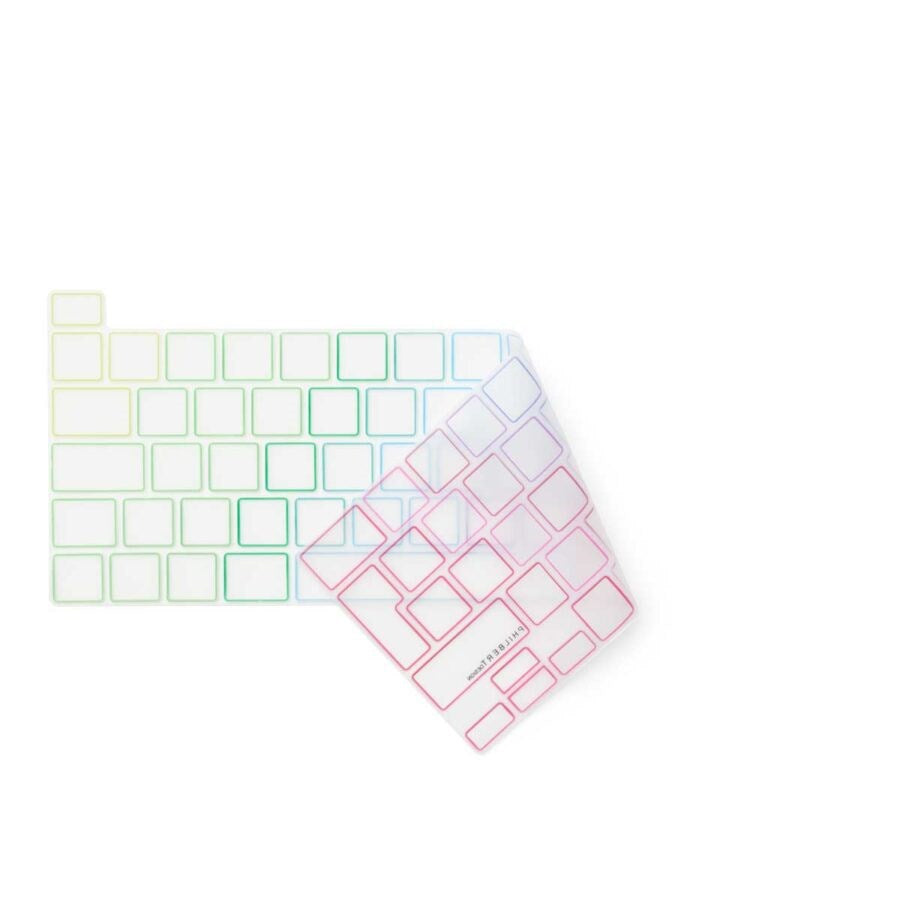 Philbert MacBook Pro 13" TB (2022 / 2020) / 16" TB (2019) Tastaturdeksel med Europeisk Tastatur - Gjennomsiktig / Regnbue