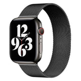 Lippa Apple Watch (42/44/SE/45/46/49mm) Magnetisk Reim i Rustfritt Stål - Svart